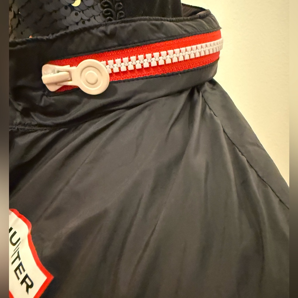 Hunter Black Nylon Windbreaker Sleeveless Dress with Red Zipper & Packable Hood - Picture 6 of 9